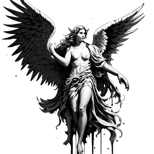 angels vs demons tattoo design idea