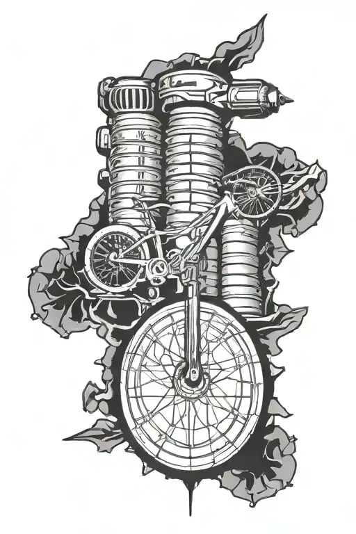 Power plant Darts 84 Mountainbike tattoo design idea