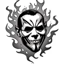 something from the rookie, and from prison break, phantom of the opera mask, racing flames,  tattoo design idea