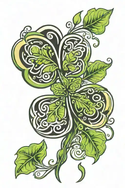 4 leaf clover forming the shape outline tattoo design idea