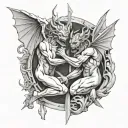 angles and demons fighting tattoo design idea