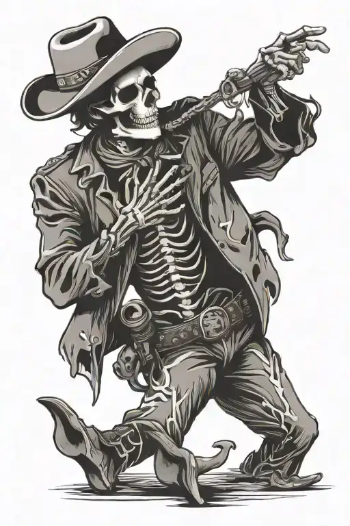 dancing cowboy skeleton tattoo design idea