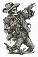 dancing cowboy skeleton tattoo design idea