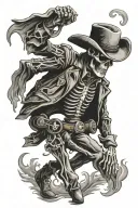 dancing cowboy skeleton tattoo design idea