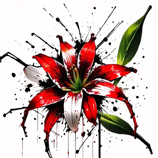 spider lily with cyber sigilism incorporated around it tattoo design idea