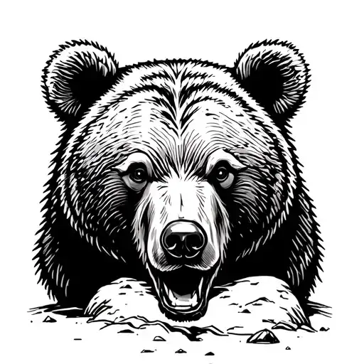 bear in cave see shadows projected tattoo design idea