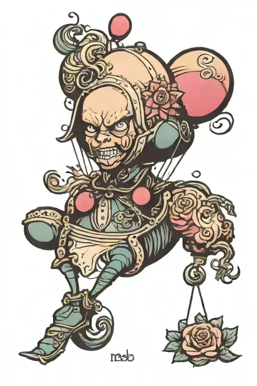 Balloon popping itself tattoo design idea
