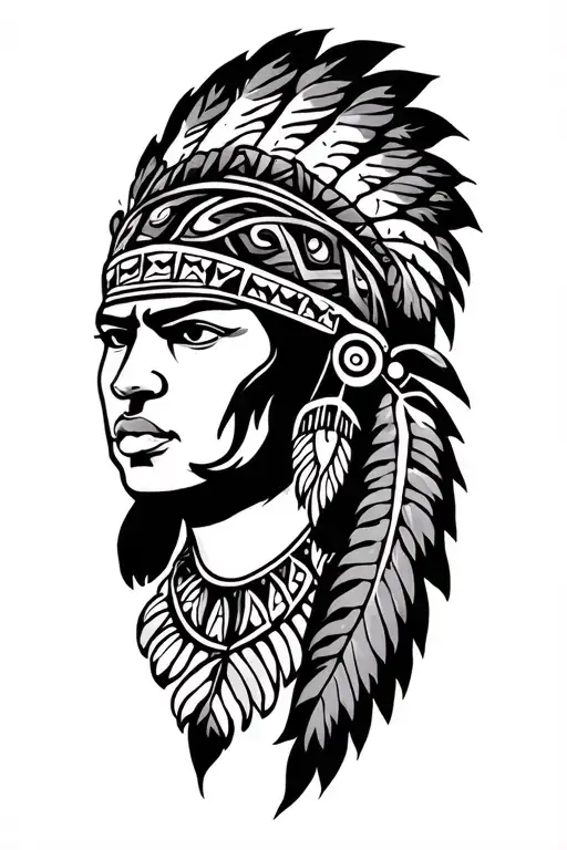 Polynesian style with native American tattoo design idea
