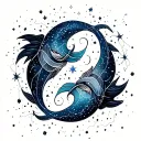 Aquarius and Pisces constellation intertwined tattoo design idea