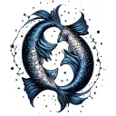 Aquarius and Pisces constellation intertwined tattoo design idea