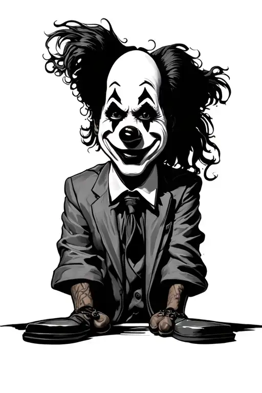 gangster clown, rap music, Los Angeles tattoo design idea