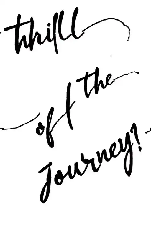 "thrill of the journey" text tattoo design idea