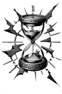 micro-realism greek god kronos shattered clock hourglass tattoo design idea