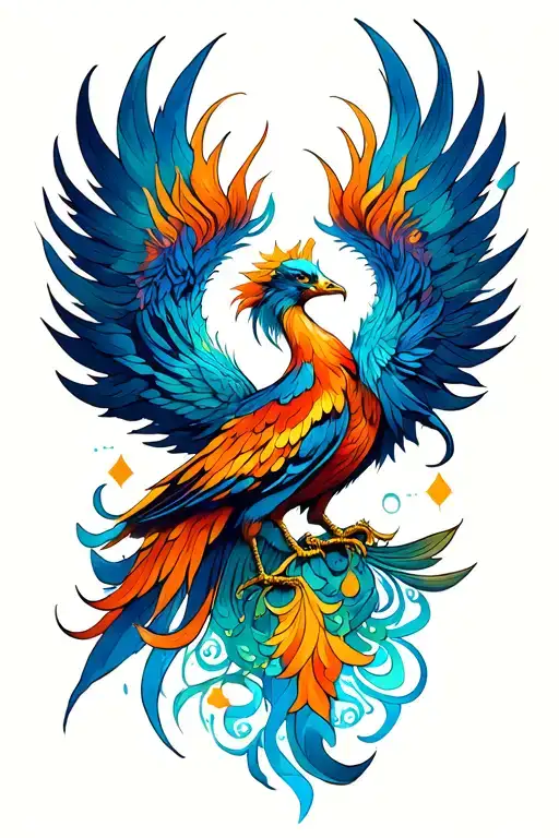 Feminine Phoenix tattoo design idea