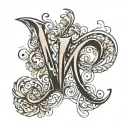 the name Matija, with a big letter M, cursive letters tattoo design idea