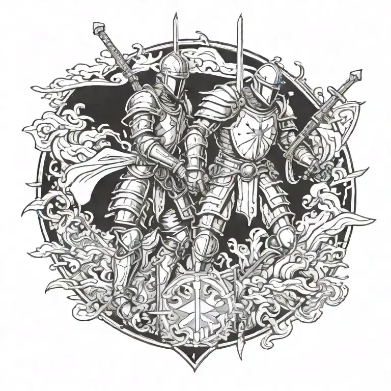 comic panel of a knights story tattoo design idea
