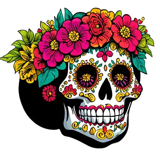Mexican sugar skull tattoo design idea