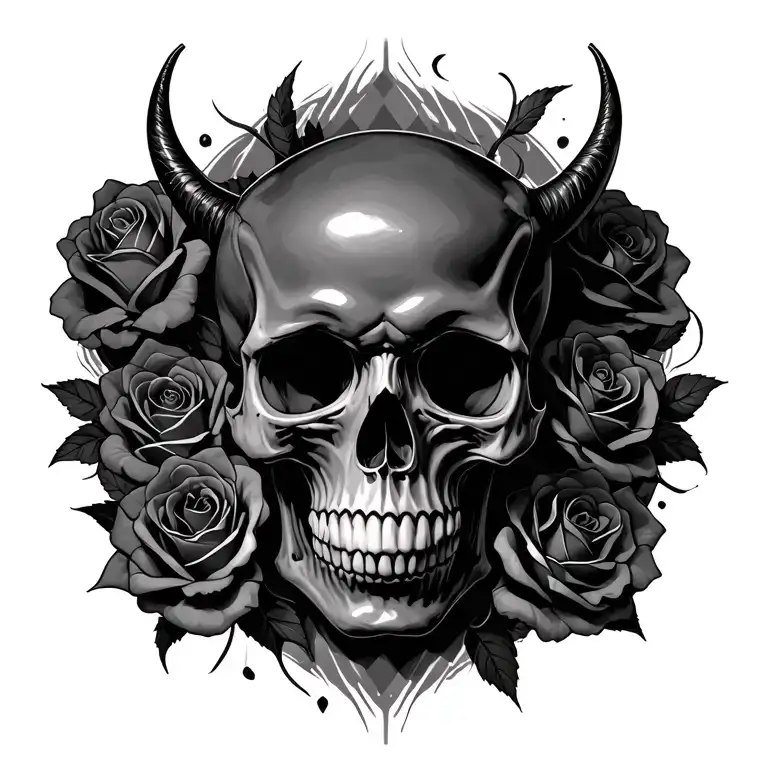 skull roses demons tattoo design idea