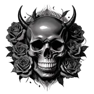 skull roses demons tattoo design idea