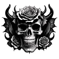 skull roses demons tattoo design idea