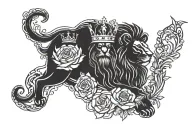 zodiac sign leo and moon and crown made tattoo design idea