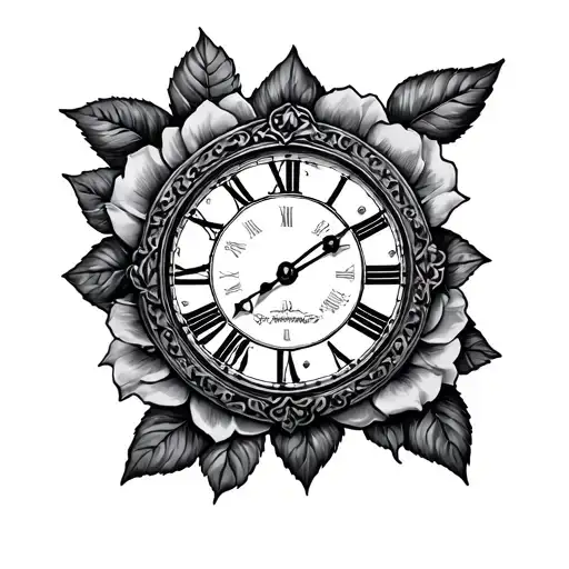 rose triangle mandala Roman clock tattoo design idea