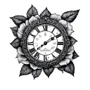 rose triangle mandala Roman clock tattoo design idea