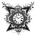 rose triangle mandala Roman clock tattoo design idea