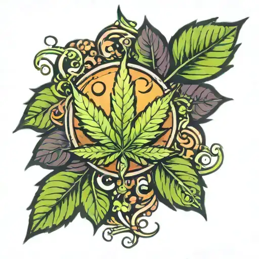 420 in weed leafe tattoo design idea