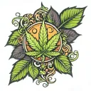 420 in weed leafe tattoo design idea