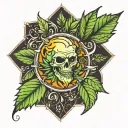420 in weed leafe tattoo design idea
