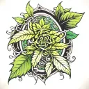 420 in weed leafe tattoo design idea
