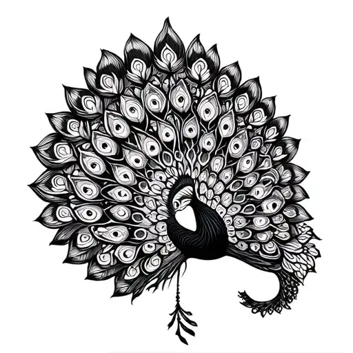 peacock mandala blackwork tattoo tattoo design idea