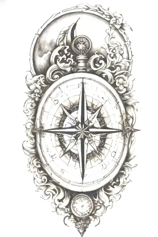 compass and pocket  tattoo design idea