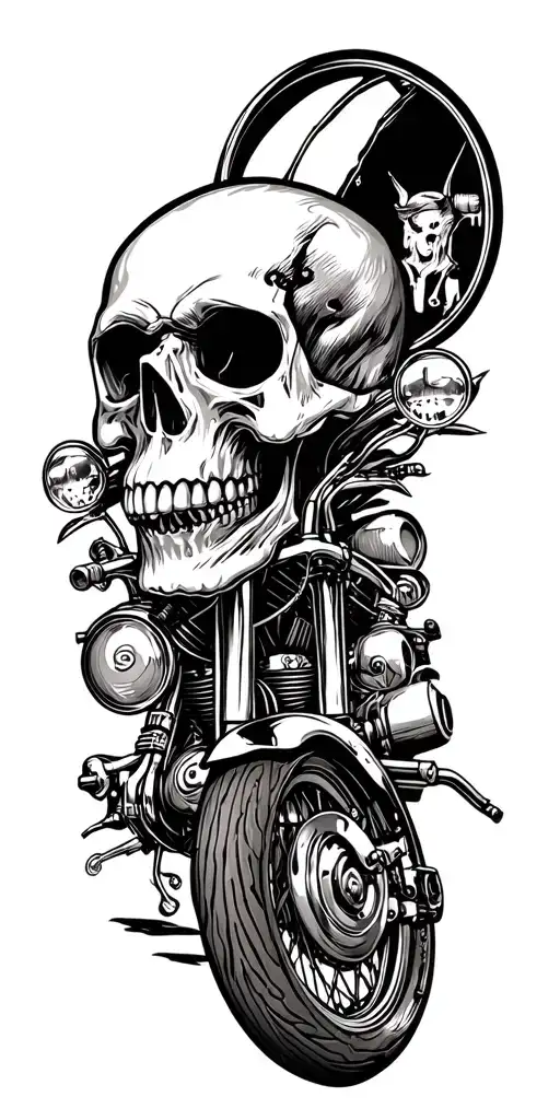 ghost skull motorcycle themed tattoo tattoo design idea