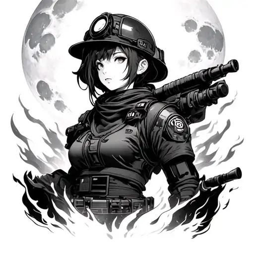 fire force anime moon tattoo design idea