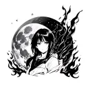 fire force anime moon tattoo design idea