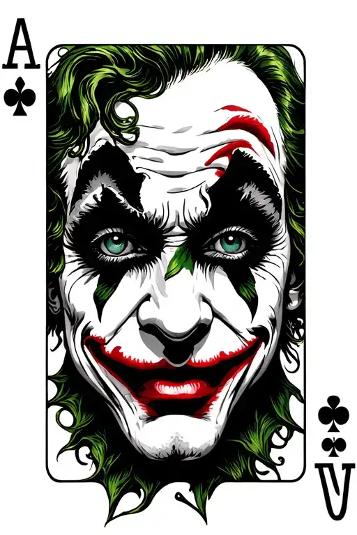 poker cards spread with joker's faces being comedy and tragedy  tattoo design idea