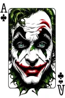 poker cards spread with joker's faces being comedy and tragedy  tattoo design idea