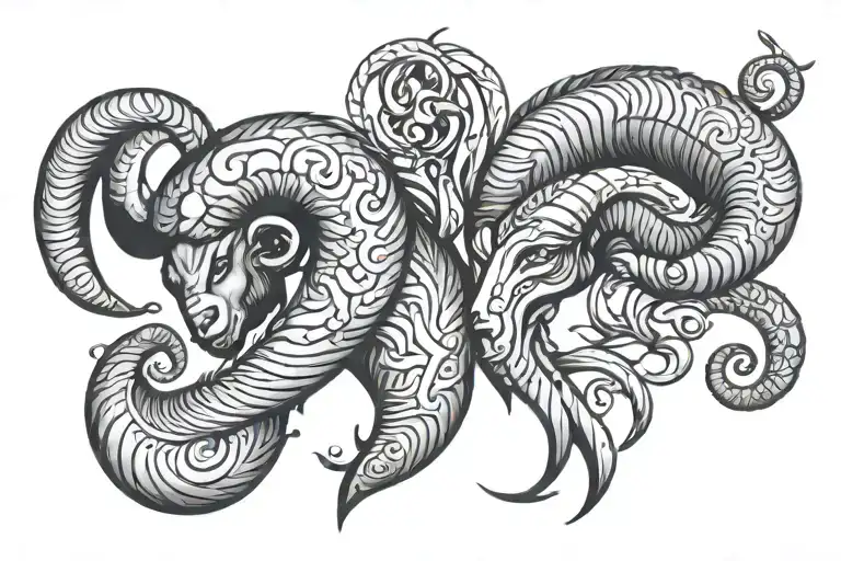 aries & cancer zodiac symbol tattoo design idea