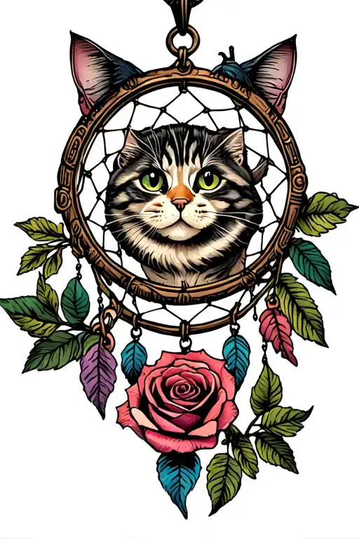 dove grabs cat rose watch dreamcatcher with two pendants from tattoo design idea