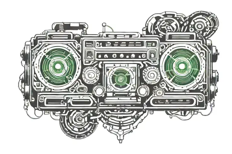 boombox surrounded tattoo design idea
