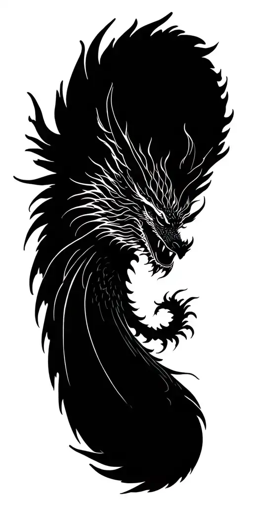 dragon phoenix rising from ashes tattoo design idea
