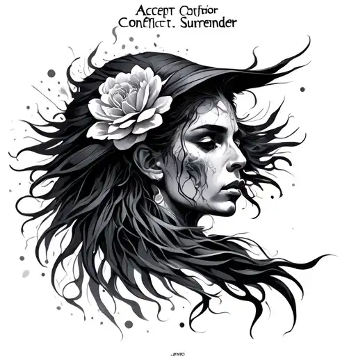 "Accept - Conflict - Surrender" Spiritual tattoo design idea