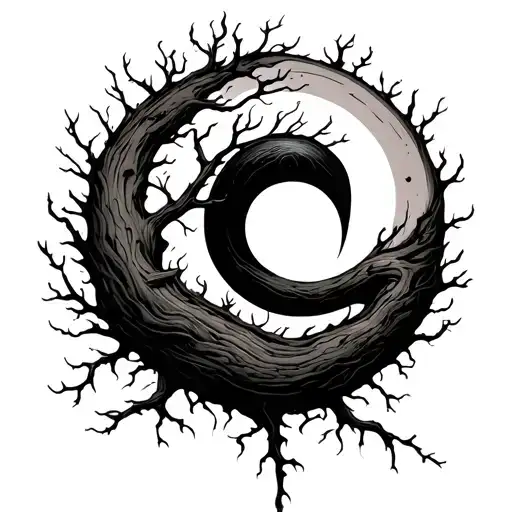 semicolon with simple dead tree tattoo design idea