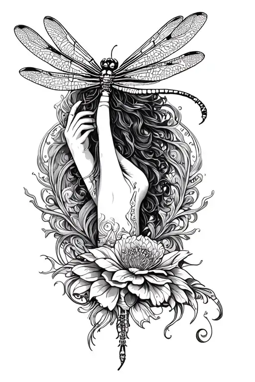 fineline ornamental tattoo for shin, tapering off onto the foot slightly, and to include a dragonfly, empress tarot card tattoo design idea
