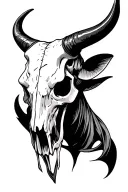 bull skull evil tattoo design idea