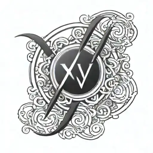 Design a minimalist Roman numeral tattoo featuring 'XIV_XII_MMV'. Use clean, sharp lines and a timeless font style that  tattoo design idea