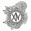 Design a minimalist Roman numeral tattoo featuring 'XIV_XII_MMV'. Use clean, sharp lines and a timeless font style that  tattoo design idea