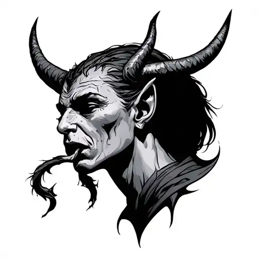 devil whispering into the ear  tattoo design idea